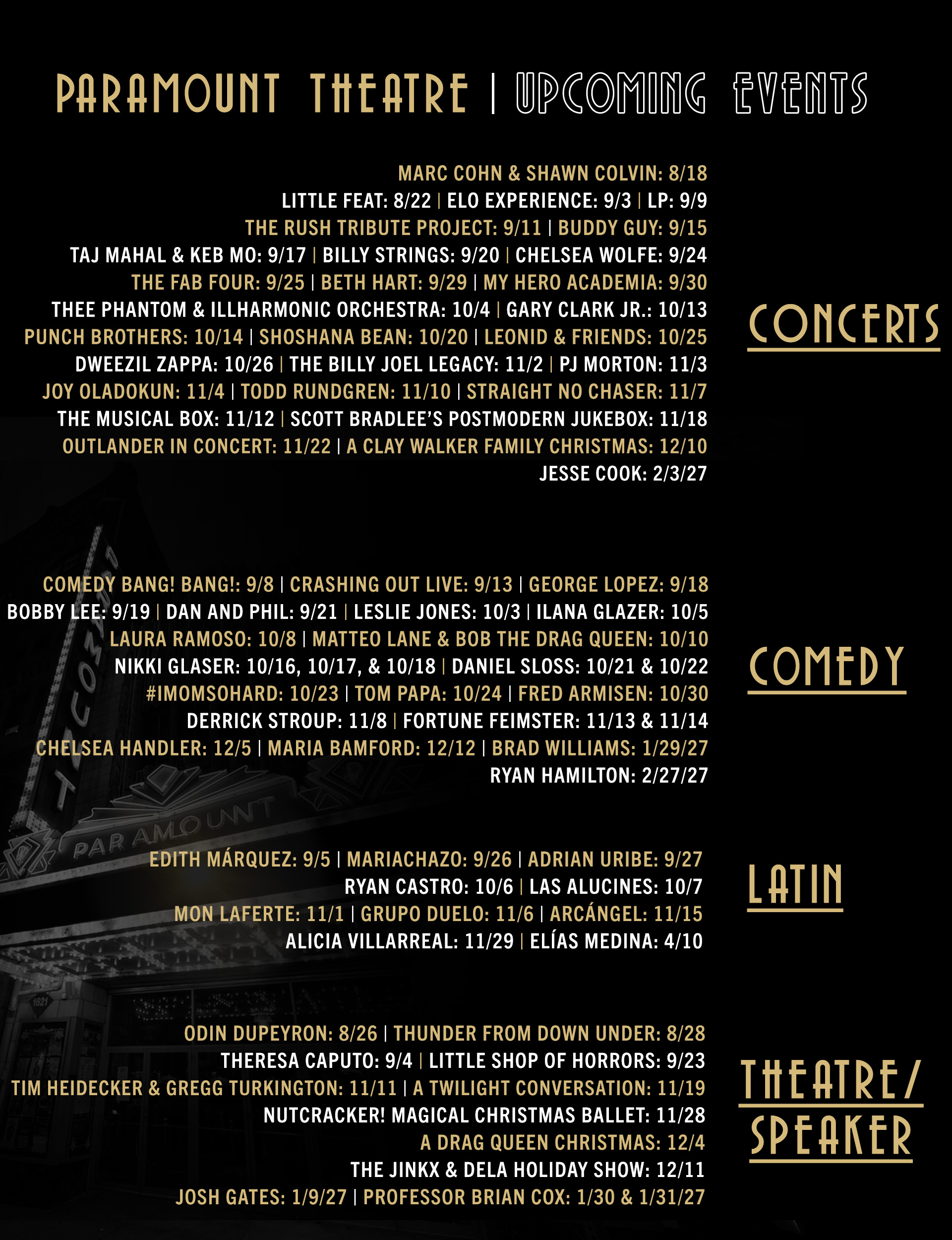 Paramount Theatre Events