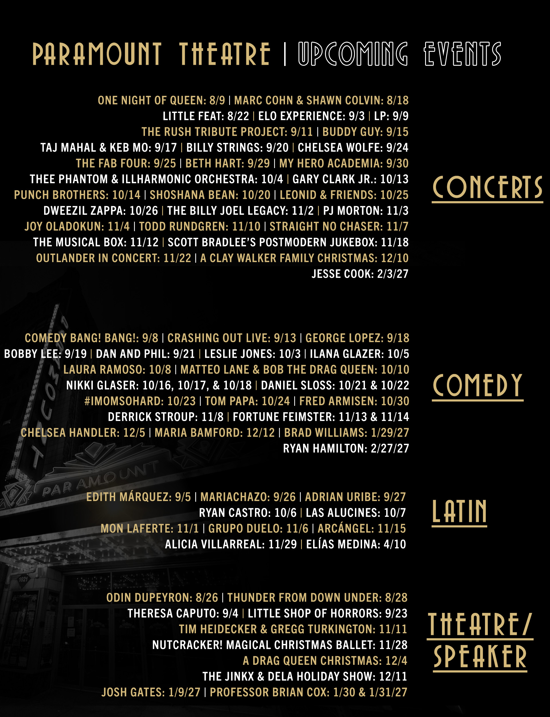 Paramount Theatre Events