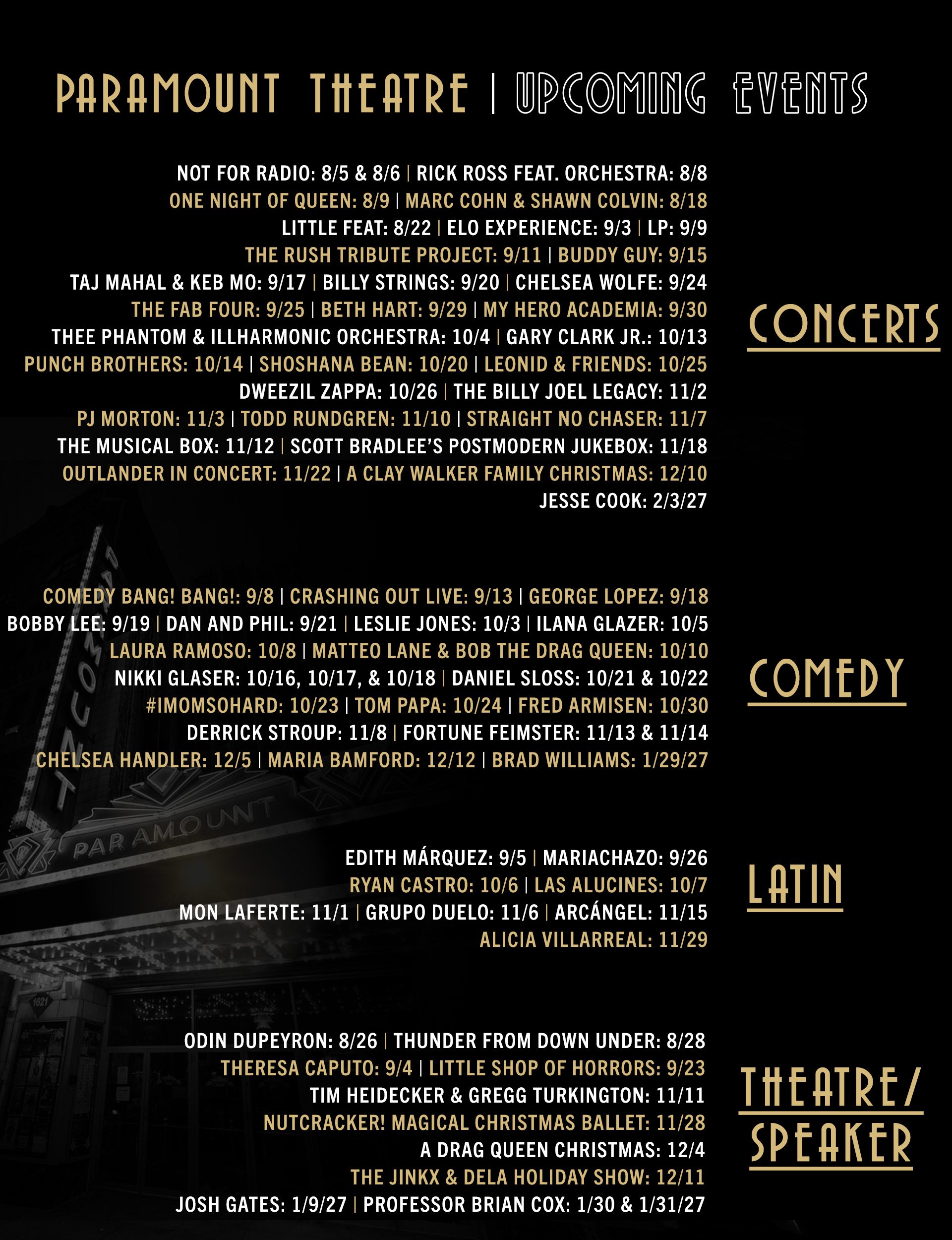 Paramount Theatre Events