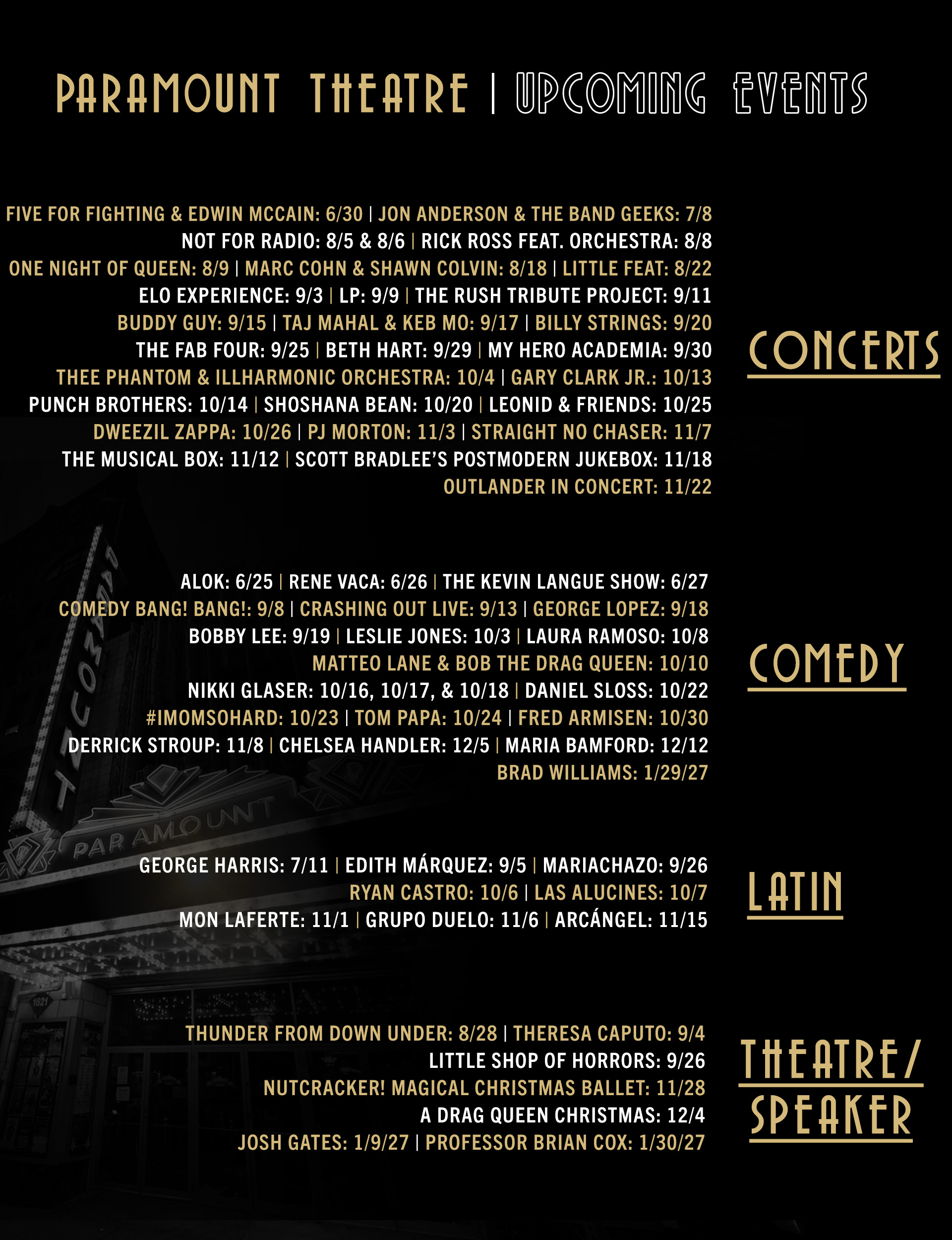 Paramount Theatre Events